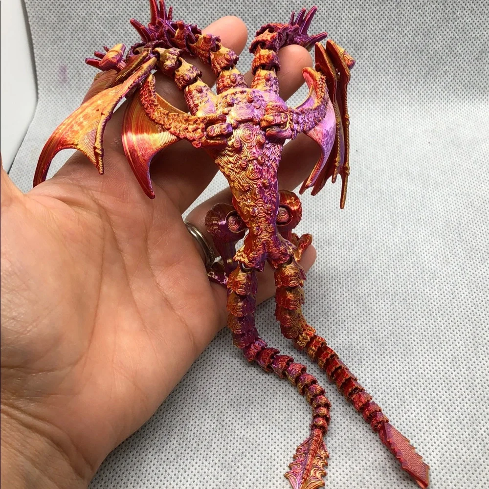 Red-Gold Dragon Figurine for Reptile Decor